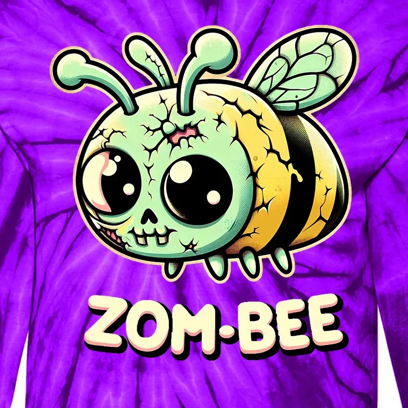 Zombee Adorably Creepy Zombie Bee Cartoon Halloween Tie-Dye Long Sleeve Shirt