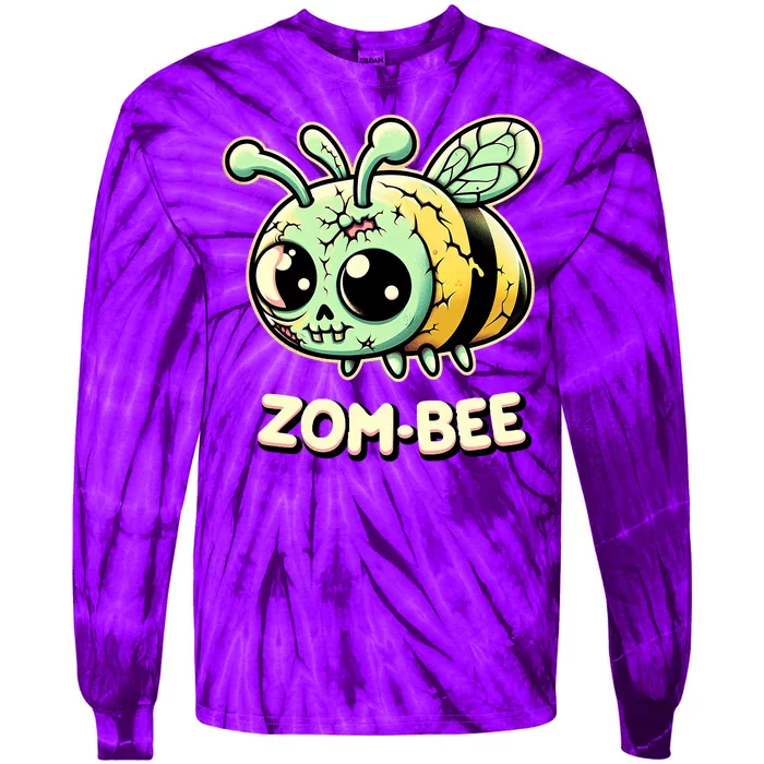 Zombee Adorably Creepy Zombie Bee Cartoon Halloween Tie-Dye Long Sleeve Shirt