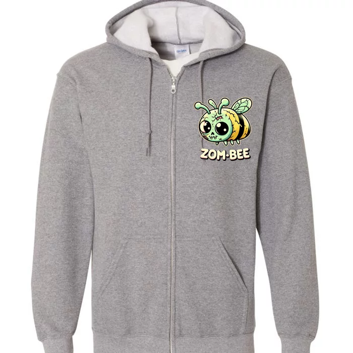 Zombee Adorably Creepy Zombie Bee Cartoon Halloween Full Zip Hoodie