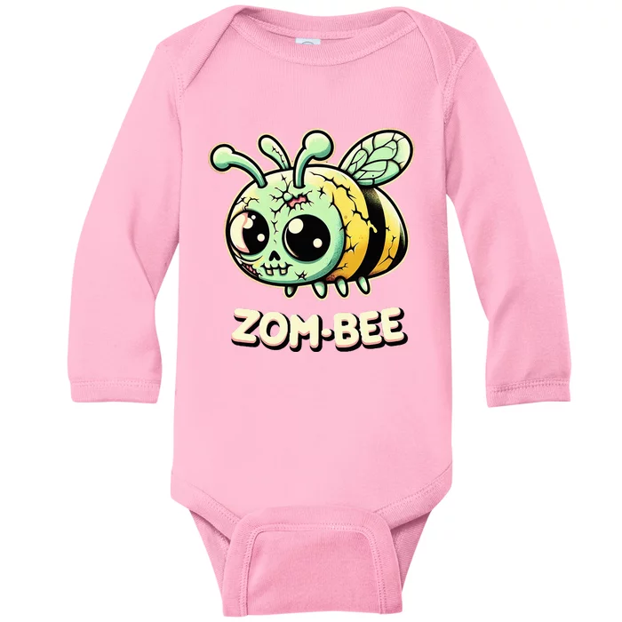 Zombee Adorably Creepy Zombie Bee Cartoon Halloween Baby Long Sleeve Bodysuit