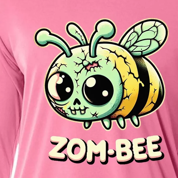 Zombee Adorably Creepy Zombie Bee Cartoon Halloween Cooling Performance Long Sleeve Crew