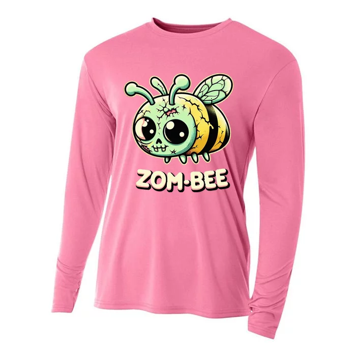 Zombee Adorably Creepy Zombie Bee Cartoon Halloween Cooling Performance Long Sleeve Crew