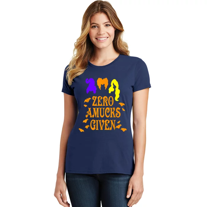 Zero Amucks Given Funny Amuck With Bat Halloween Witch Women's T-Shirt