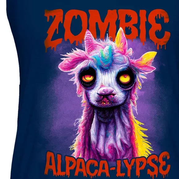 Zombie Alpaca Lypse Halloween Llama Spooky Costumes Graphic Plus Size Ladies Essential Flowy Tank