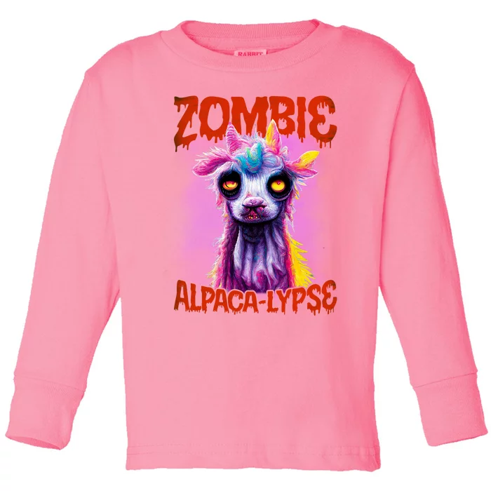 Zombie Alpaca Lypse Halloween Llama Spooky Costumes Graphic Plus Size Toddler Long Sleeve Shirt