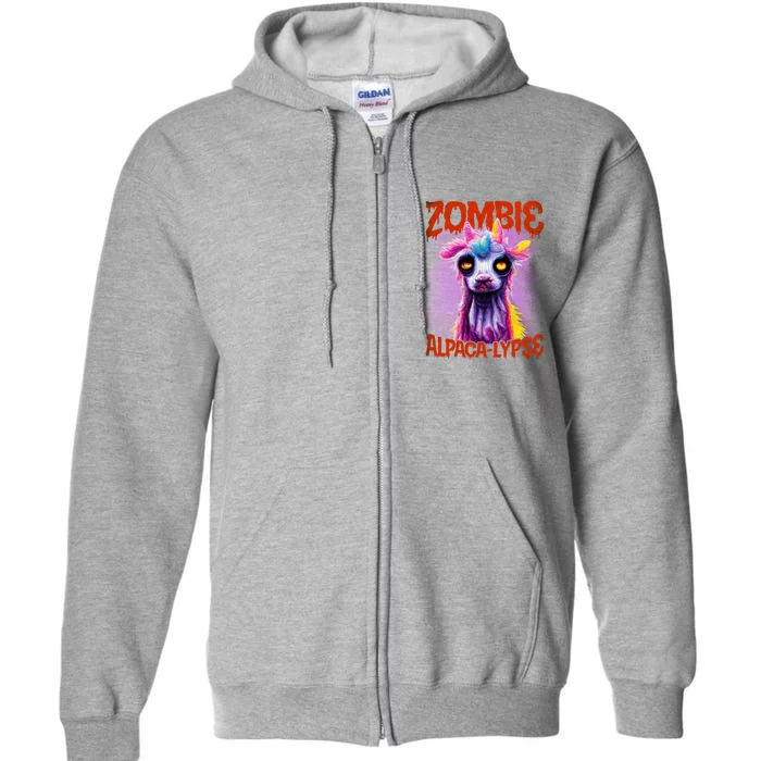 Zombie Alpaca Lypse Halloween Llama Spooky Costumes Graphic Plus Size Full Zip Hoodie