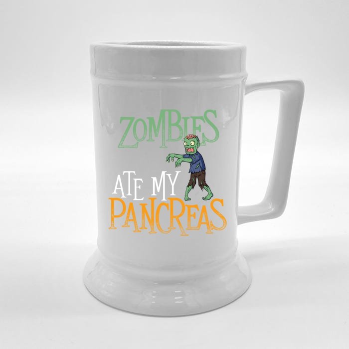 Zombies Ate My Pancreas Funny Gift T1d Diabetic Diabetes Awareness Meaningful Gi Front & Back Beer Stein