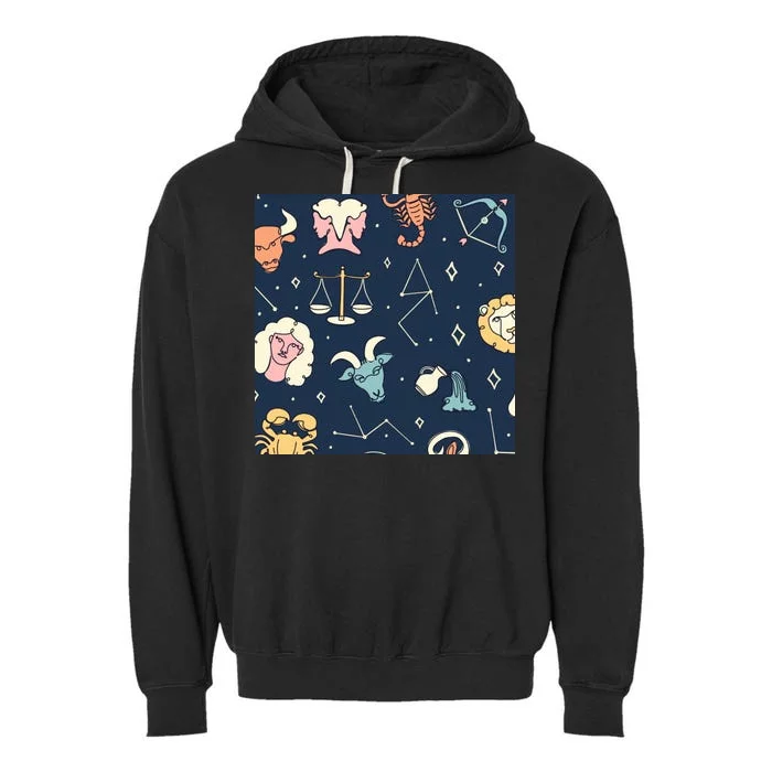 Zodiac Astrology Signs Garment-Dyed Fleece Hoodie