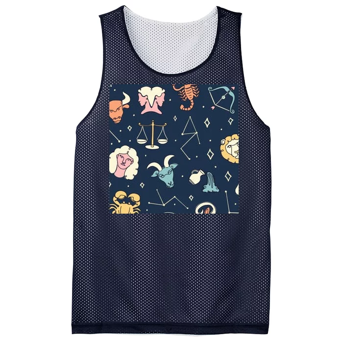 Zodiac Astrology Signs Mesh Reversible Basketball Jersey Tank