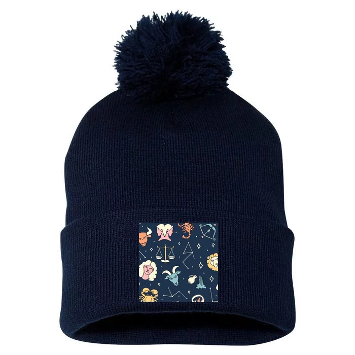 Zodiac Astrology Signs Pom Pom 12in Knit Beanie