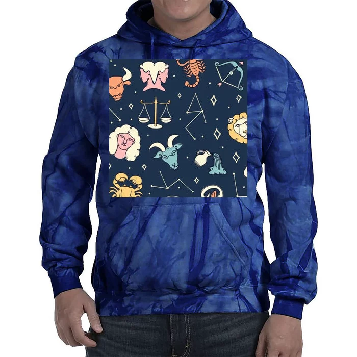 Zodiac Astrology Signs Tie Dye Hoodie