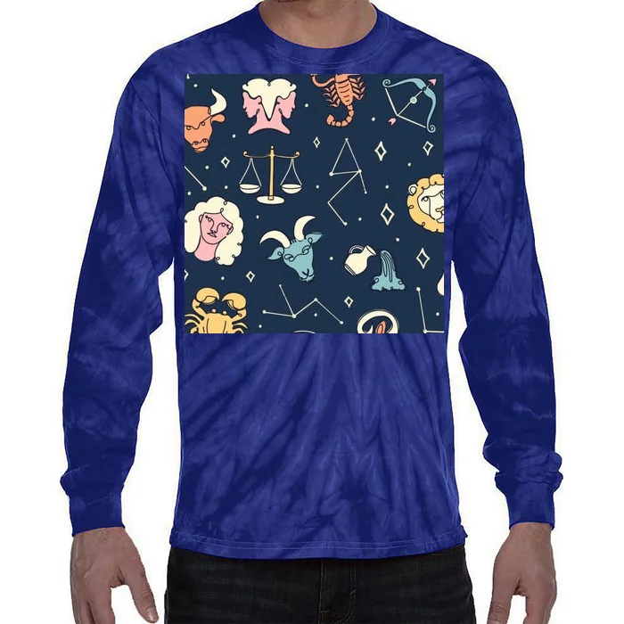 Zodiac Astrology Signs Tie-Dye Long Sleeve Shirt