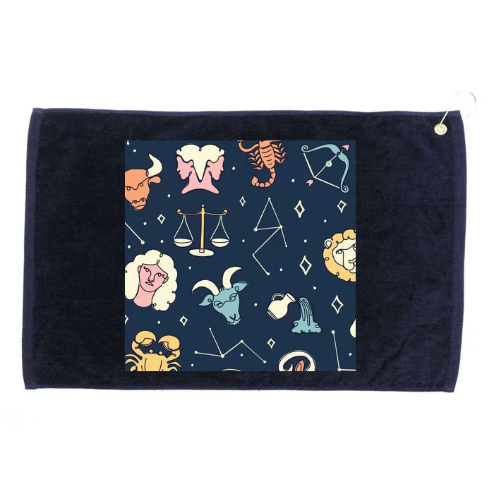 Zodiac Astrology Signs Grommeted Golf Towel