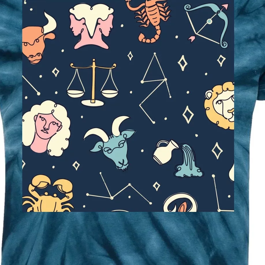 Zodiac Astrology Signs Kids Tie-Dye T-Shirt