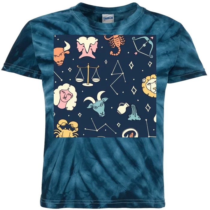 Zodiac Astrology Signs Kids Tie-Dye T-Shirt