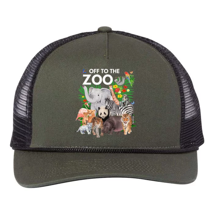 Zoo Animals Safari Party A Day At The Zoo Safari Zoo Animal Retro Rope Trucker Hat Cap