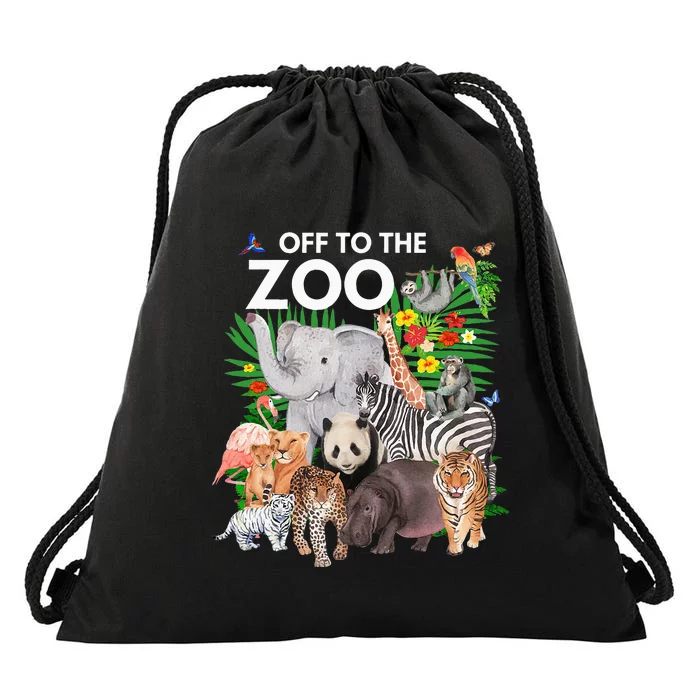 Zoo Animals Safari Party A Day At The Zoo Safari Zoo Animal Drawstring Bag