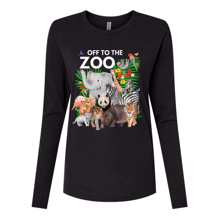 Zoo Animals Safari Party A Day At The Zoo Safari Zoo Animal Womens Cotton Relaxed Long Sleeve T-Shirt