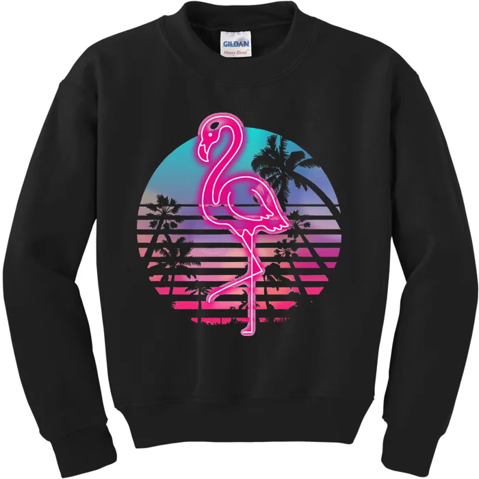 Zoo Animal Tropic Summer Sunrise Gift Flamingo Kids Sweatshirt