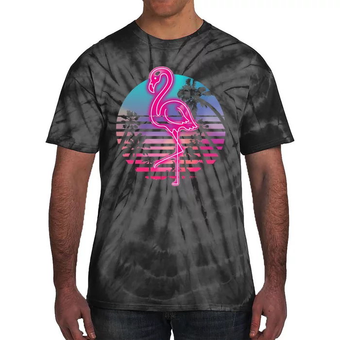 Zoo Animal Tropic Summer Sunrise Gift Flamingo Tie-Dye T-Shirt