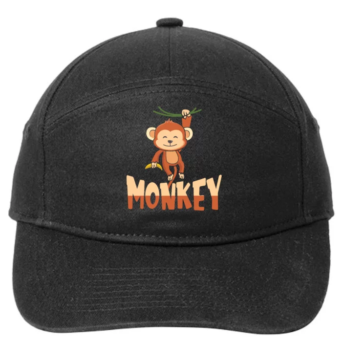 Zoo Animal Toddlers Gift Cute Monkey 7-Panel Snapback Hat