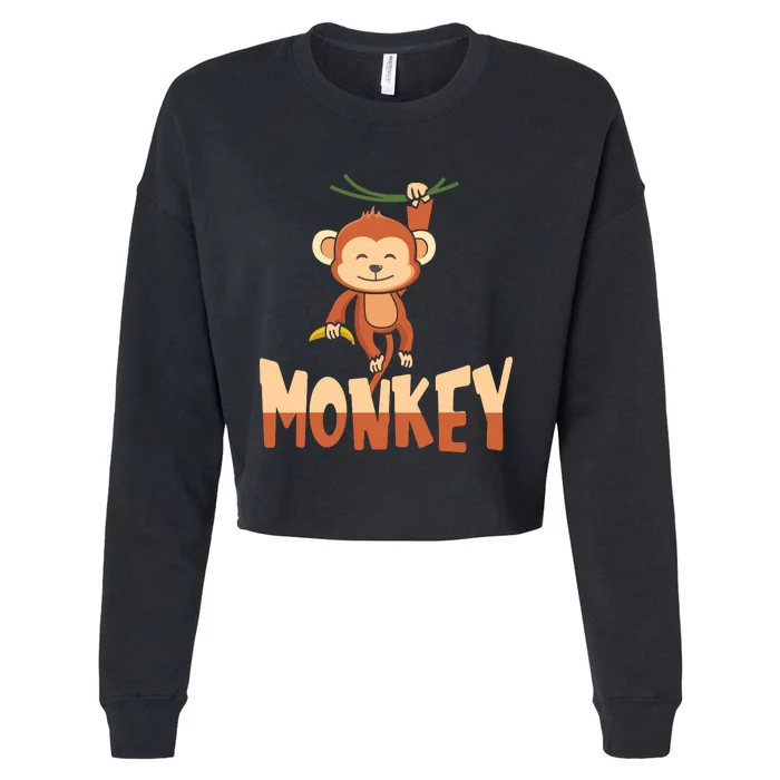 Zoo Animal Toddlers Gift Cute Monkey Cropped Pullover Crew