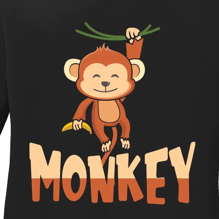 Zoo Animal Toddlers Gift Cute Monkey Ladies Long Sleeve Shirt