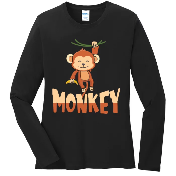 Zoo Animal Toddlers Gift Cute Monkey Ladies Long Sleeve Shirt