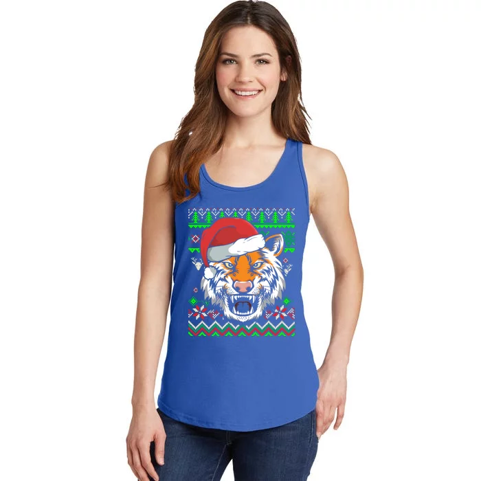 Zoo Animal Ugly Christmas Tiger Gift Ladies Essential Tank