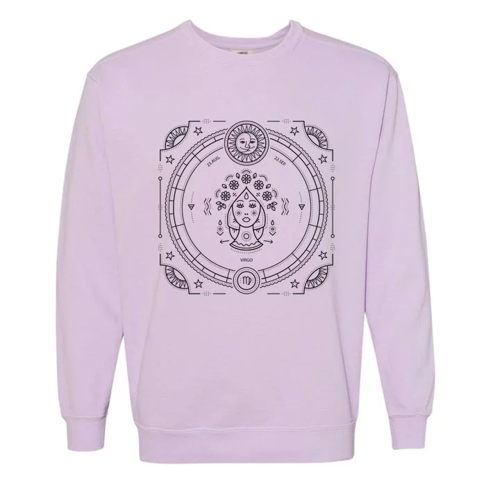 Zodiac Astrology Virgo Sun Sign Moon Natal Gift Great Gift Garment-Dyed Sweatshirt