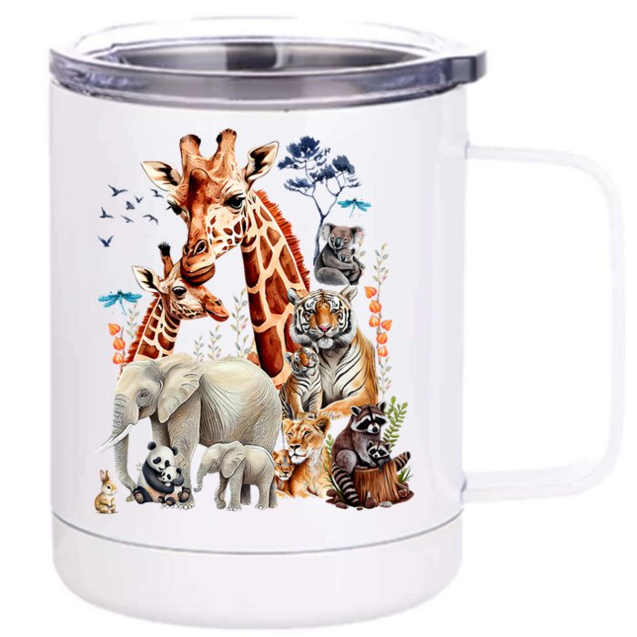 Zoo Animals Wildlife Birthday Party Animal Safari Jungle Front & Back 12oz Stainless Steel Tumbler Cup