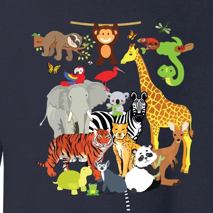 Zoo Animals Wildlife Birthday Party Zoo Day 26 Animals Toddler Sweatshirt