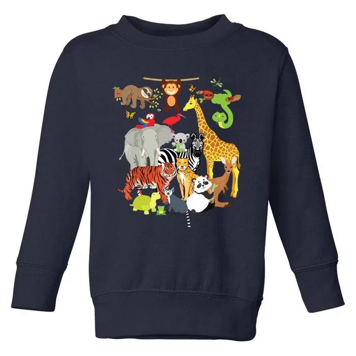 Zoo Animals Wildlife Birthday Party Zoo Day 26 Animals Toddler Sweatshirt