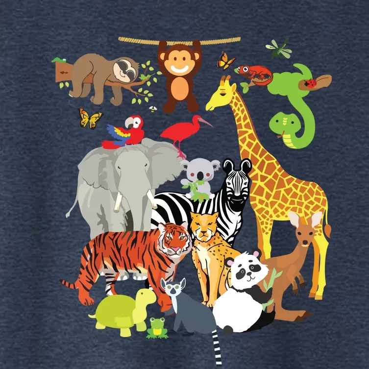 Zoo Animals Wildlife Birthday Party Zoo Day 26 Animals Women's Crop Top Tee