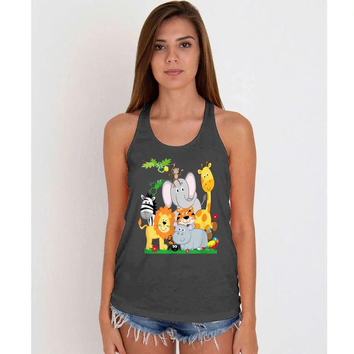 Zoo Animals Wildlife Birthday Party A Day At The Zoo Women's Knotted Racerback Tank