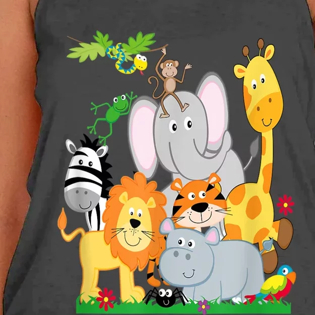 Zoo Animals Wildlife Birthday Party A Day At The Zoo Women's Knotted Racerback Tank