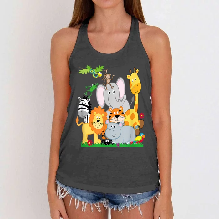 Zoo Animals Wildlife Birthday Party A Day At The Zoo Women's Knotted Racerback Tank