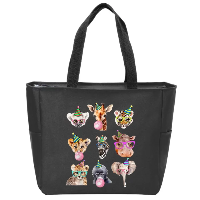 Zoo Animals Wildlife Birthday Party Zoo Day Animals Zip Tote Bag