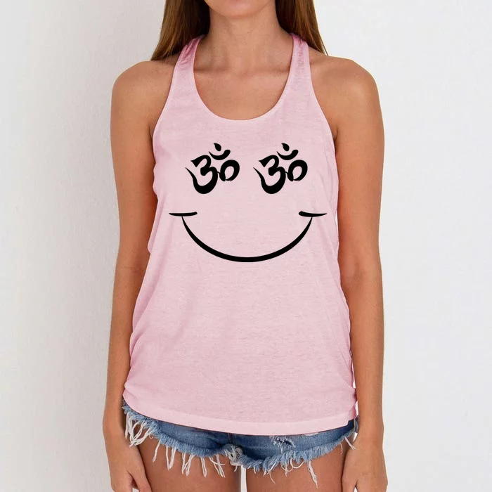 Zen Buddha Buddhist OM AUM Smiley Women's Knotted Racerback Tank