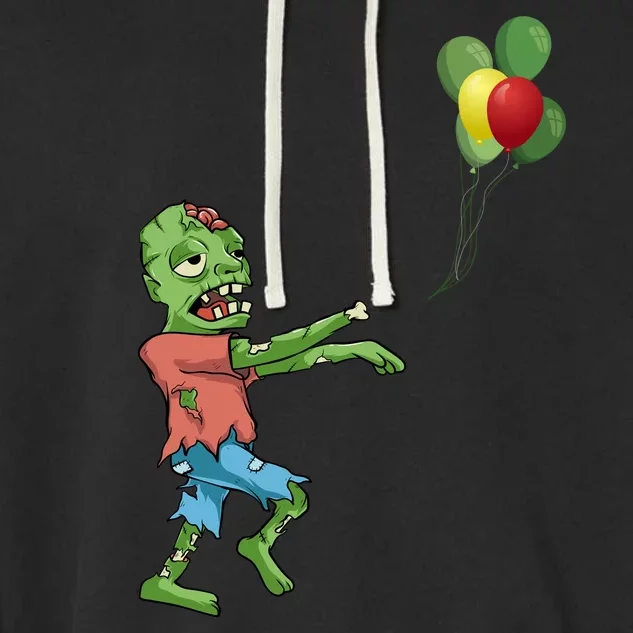 Zombie Birthday Balloon Funny Garment-Dyed Fleece Hoodie