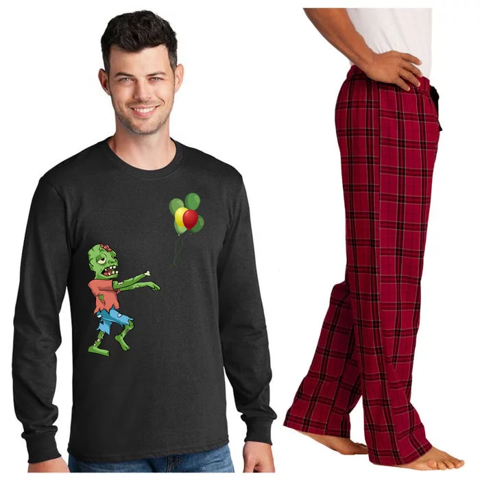 Zombie Birthday Balloon Funny Long Sleeve Pajama Set