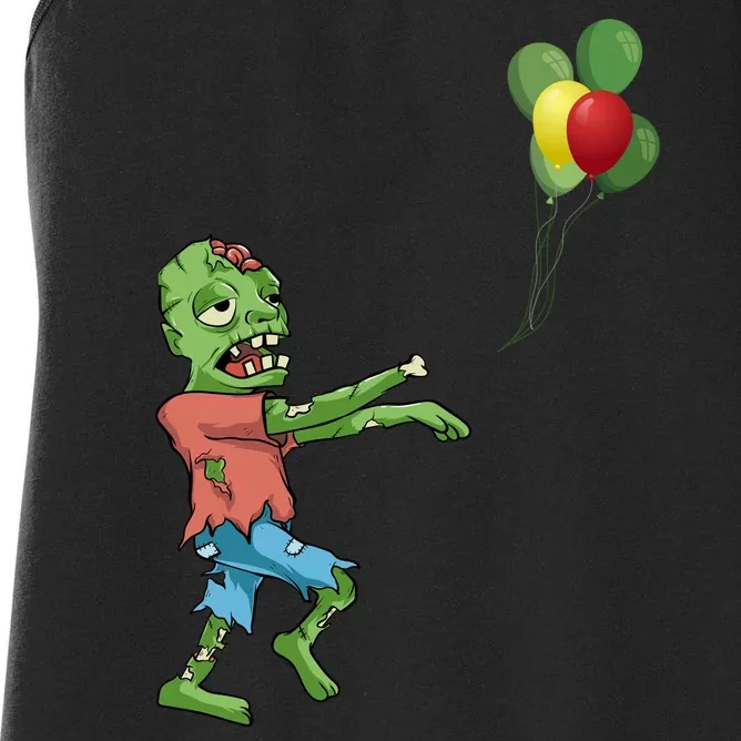 Zombie Birthday Balloon Funny Women's Racerback Tank