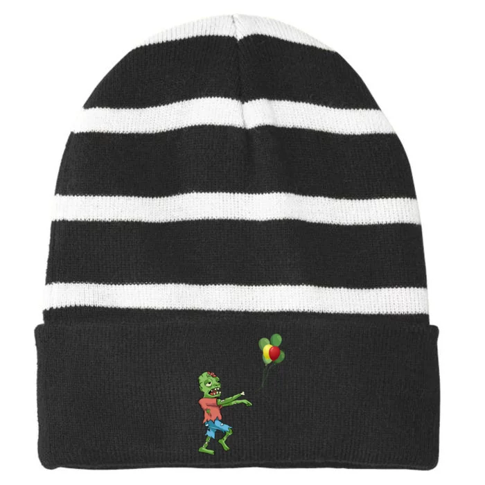 Zombie Birthday Balloon Funny Striped Beanie with Solid Band