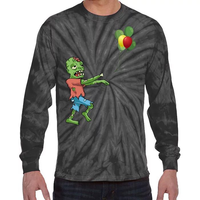 Zombie Birthday Balloon Funny Tie-Dye Long Sleeve Shirt