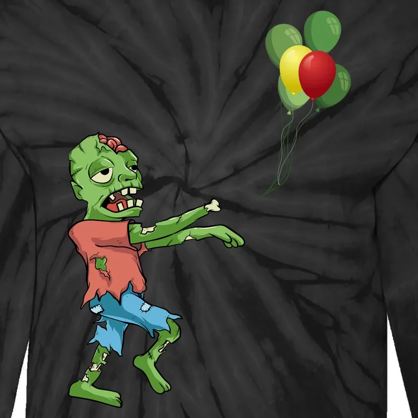 Zombie Birthday Balloon Funny Tie-Dye Long Sleeve Shirt