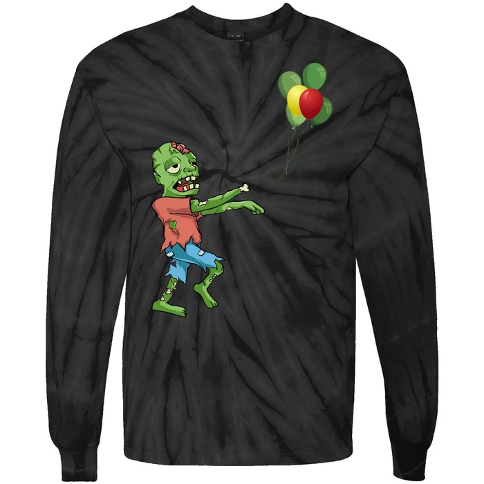 Zombie Birthday Balloon Funny Tie-Dye Long Sleeve Shirt