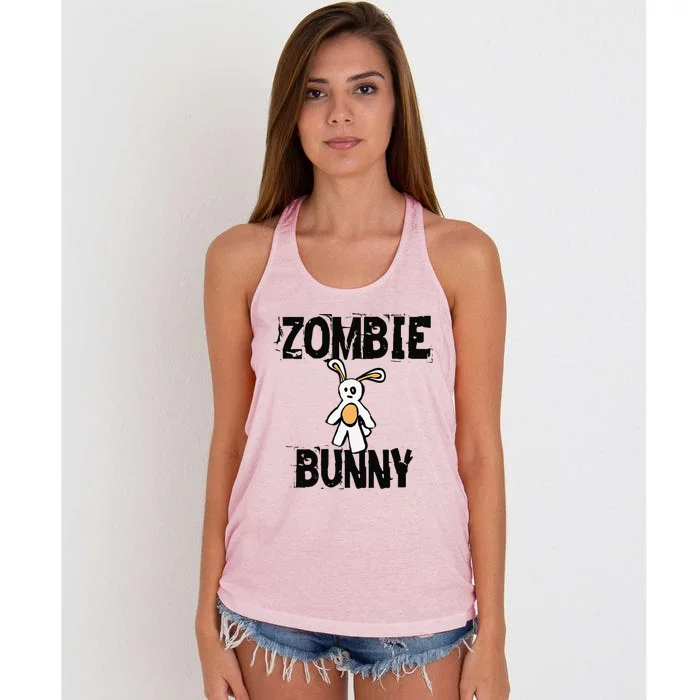 ZOMBIE BUNNY Fun Easter Spring Rabbit Women's Knotted Racerback Tank