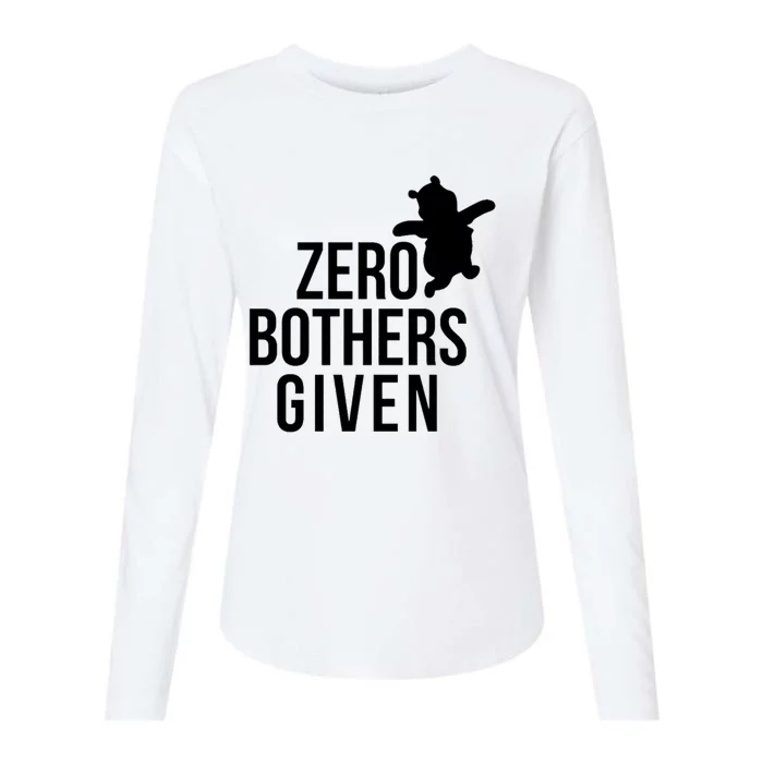 Zero Bothers Given Funny Gift Friends Womens Cotton Relaxed Long Sleeve T-Shirt