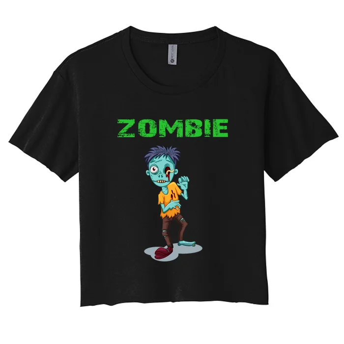 Zombie Boy Halloween Women's Crop Top Tee