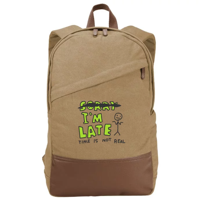 Zoe Bread IM Late Time Is Not Real Cotton Canvas Backpack